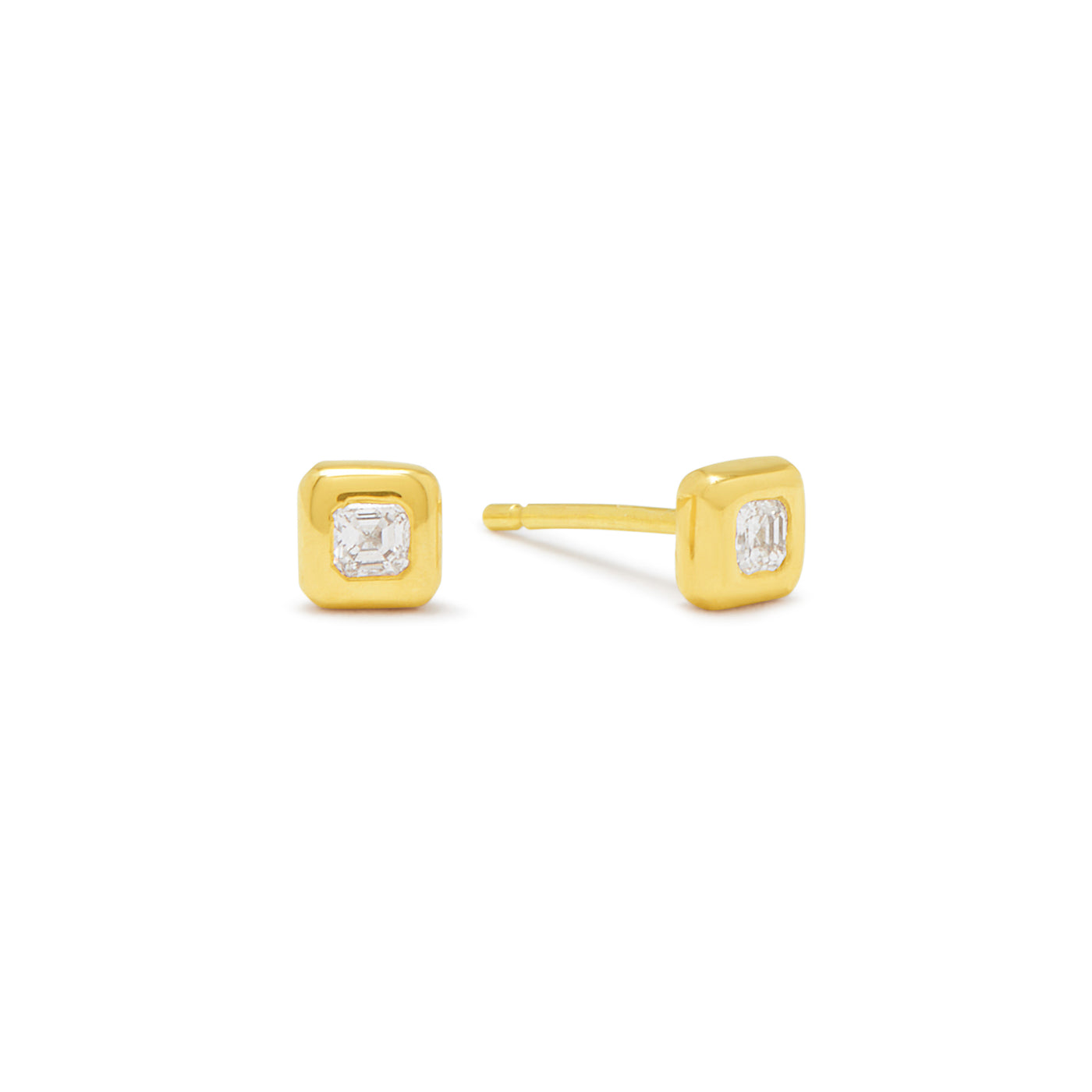 tiny square diamond studs