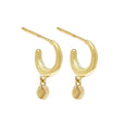 huggies with gold bead dangles