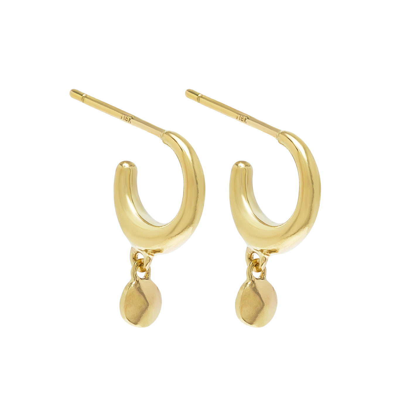 huggies with gold bead dangles