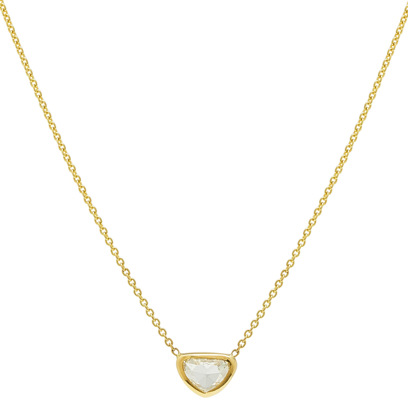 wide triangular rose cut diamond shape necklace