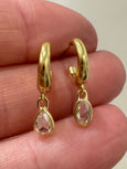 huggies with oval/pear diamond dangles