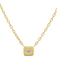 chunky bezel necklace with 0.25ct emerald cut diamond