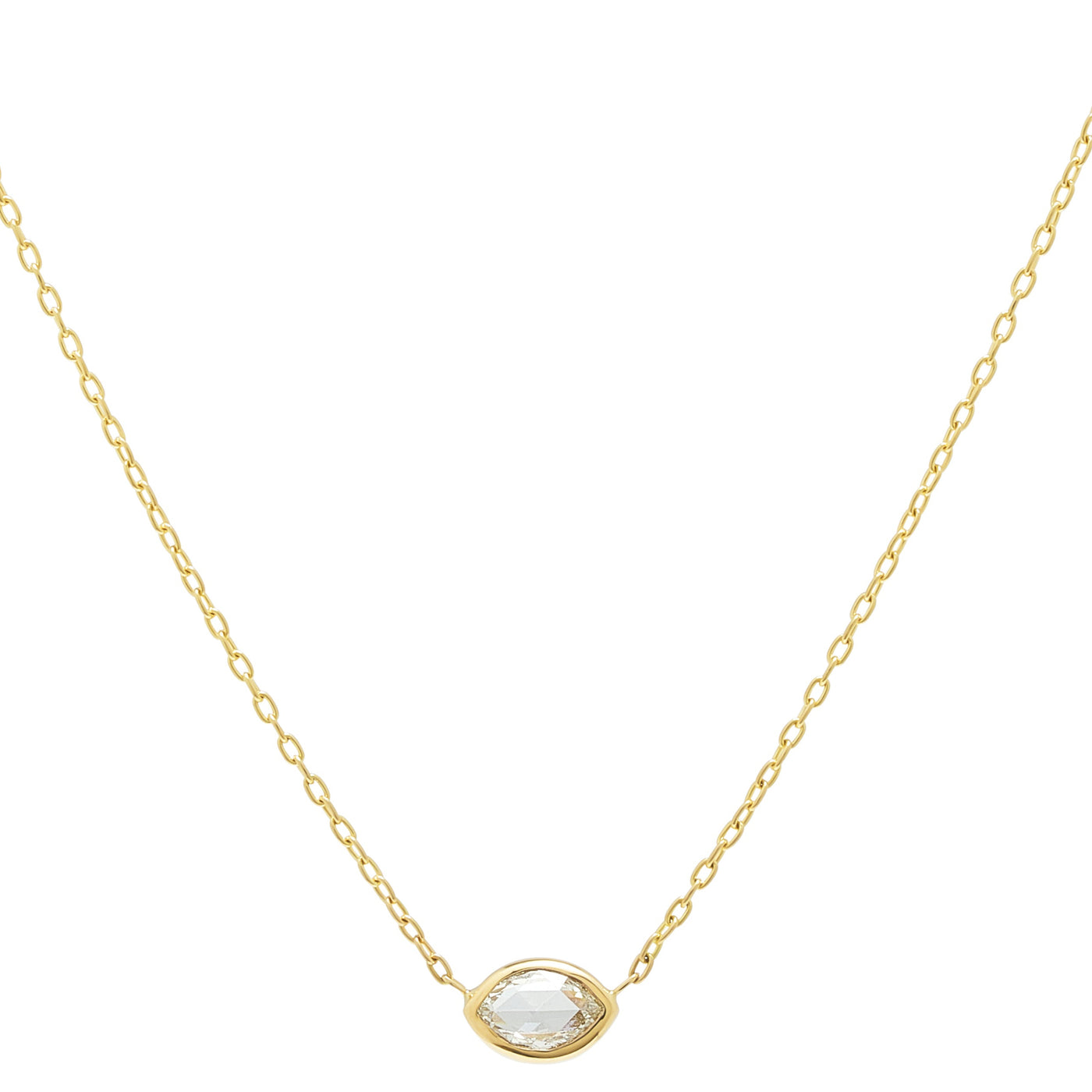 18k gold necklace with rose cut marquise diamond