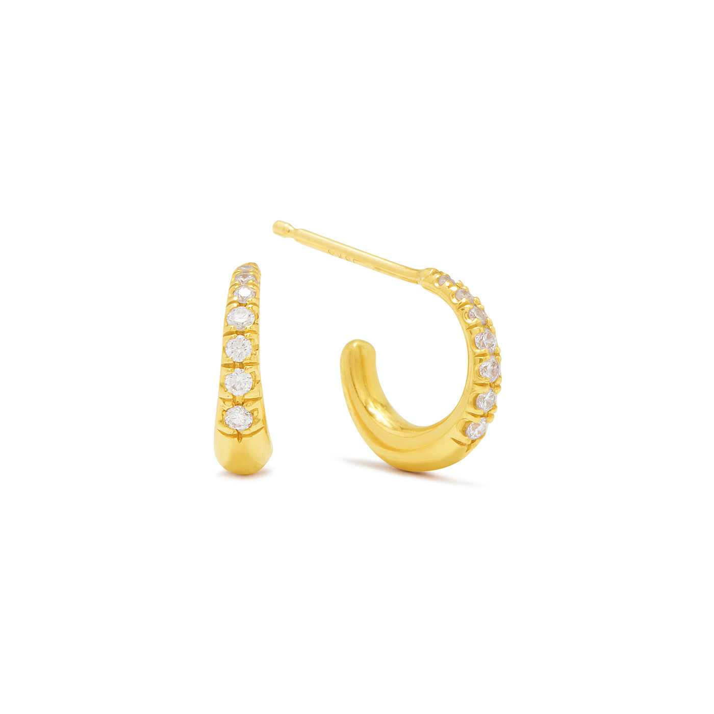 diamond mini crescent huggies