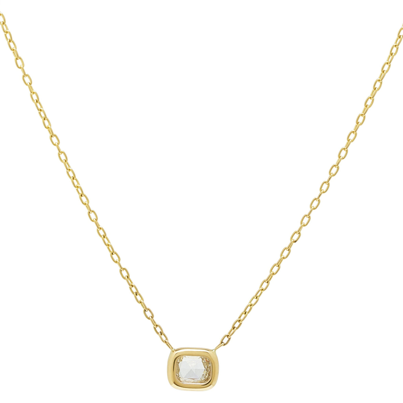 18k gold necklace with rectangular rose cut diamond