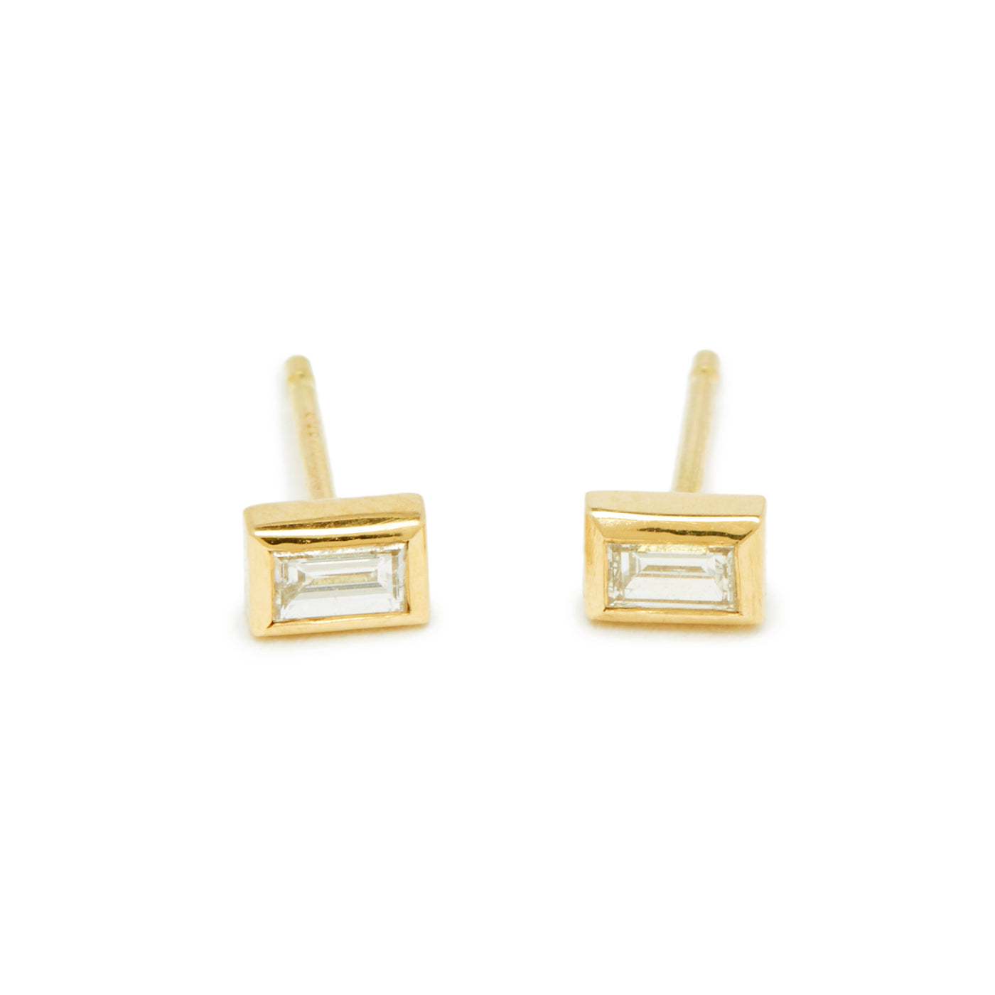 tiny baguette diamond studs