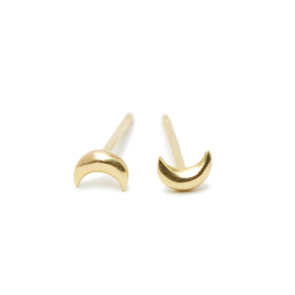 tiny crescent moon studs