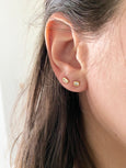 tiny double bullet diamond stud