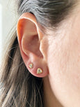 tiny rose cut pear diamond studs