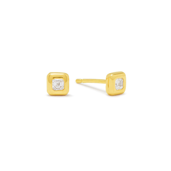 tiny square diamond studs