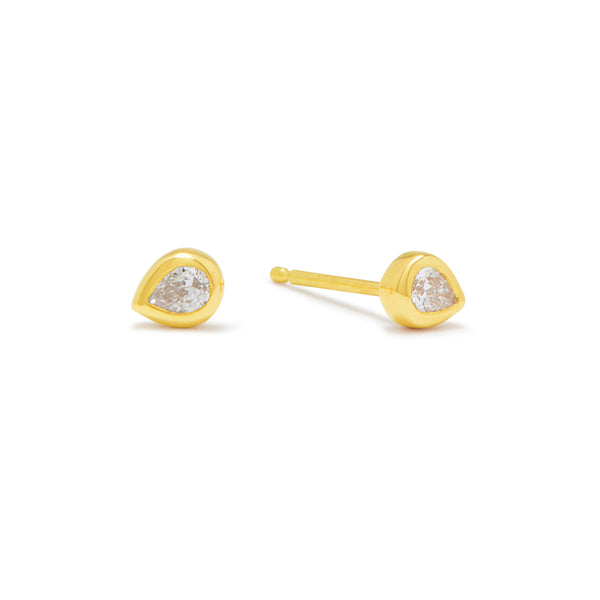 tiny pear diamond studs