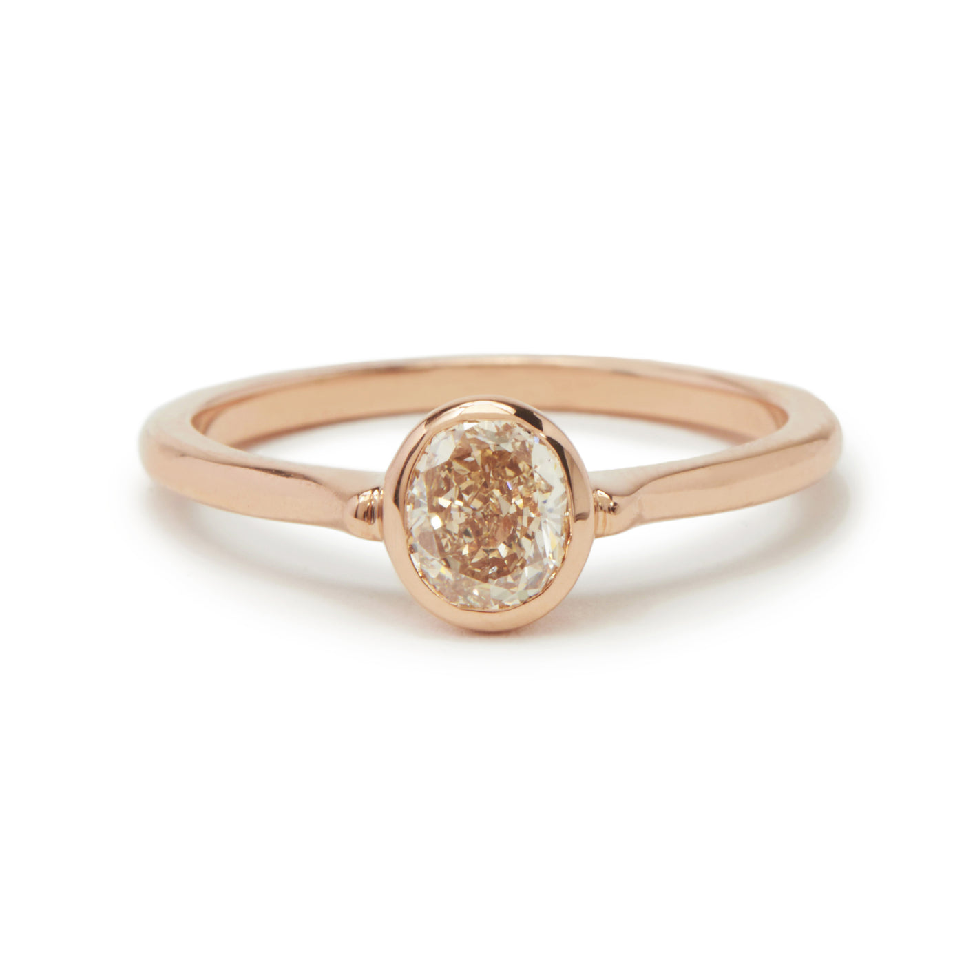 oval pink champagne cathedral ring