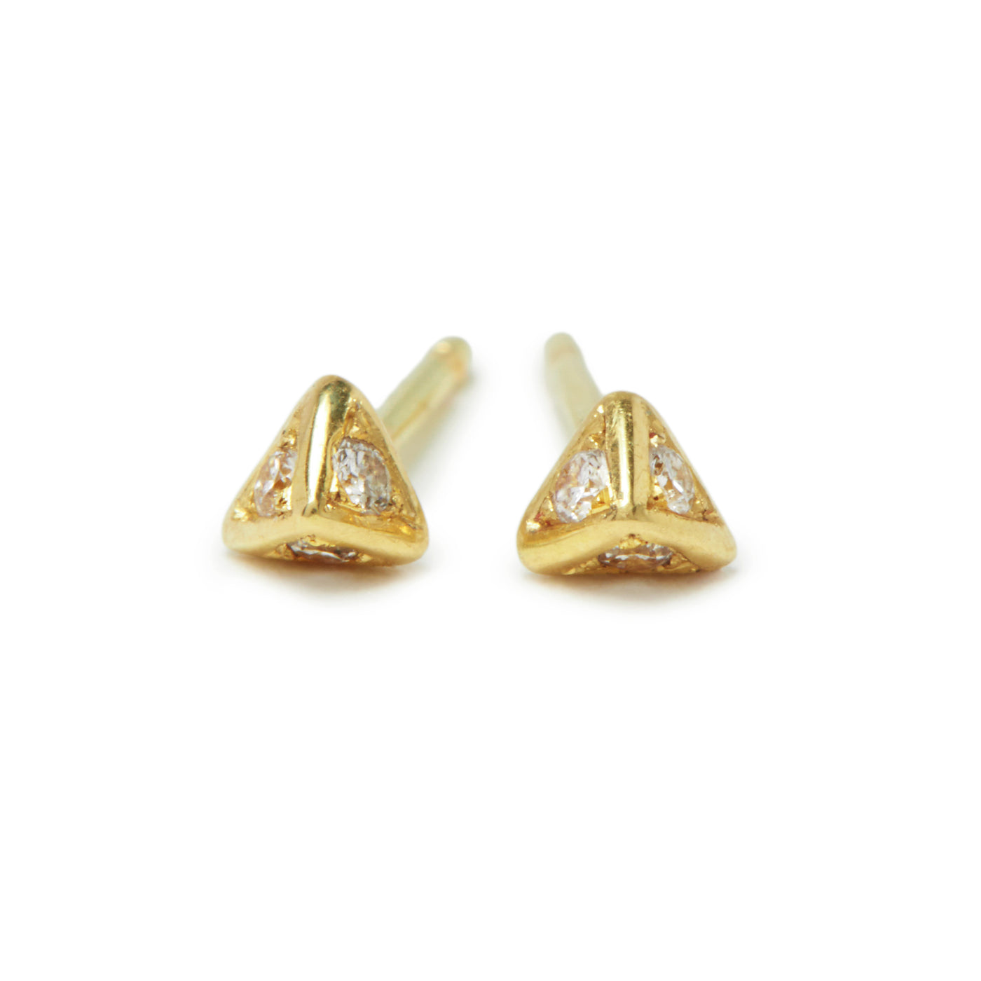 tiny pyramid studs with diamonds