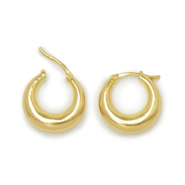 gold huggie hoops crescent shape