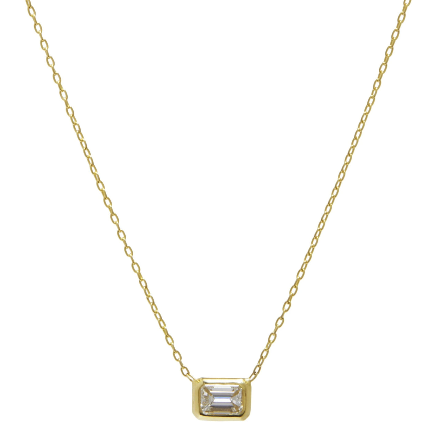 emerald cut diamond shape necklace