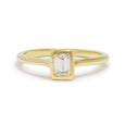 emerald cut diamond cathedral ring