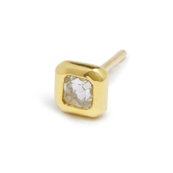 tiny square diamond stud single