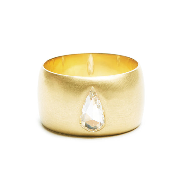 wide gypsy band - pear rose cut