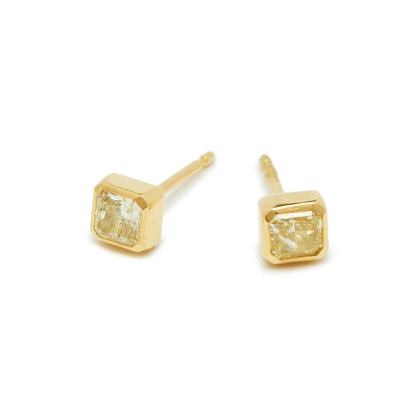 lemon cushion diamond studs